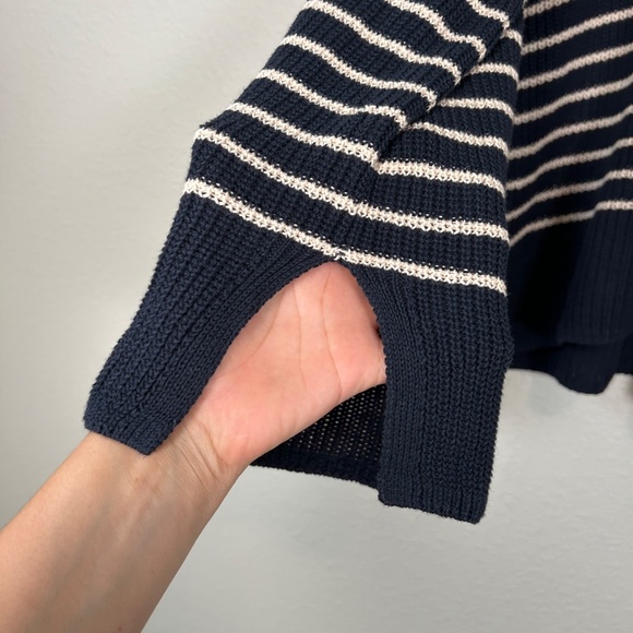 J. Crew women size XL relaxed collared sweater navy stripe cotton preppy - Picture 6 of 14